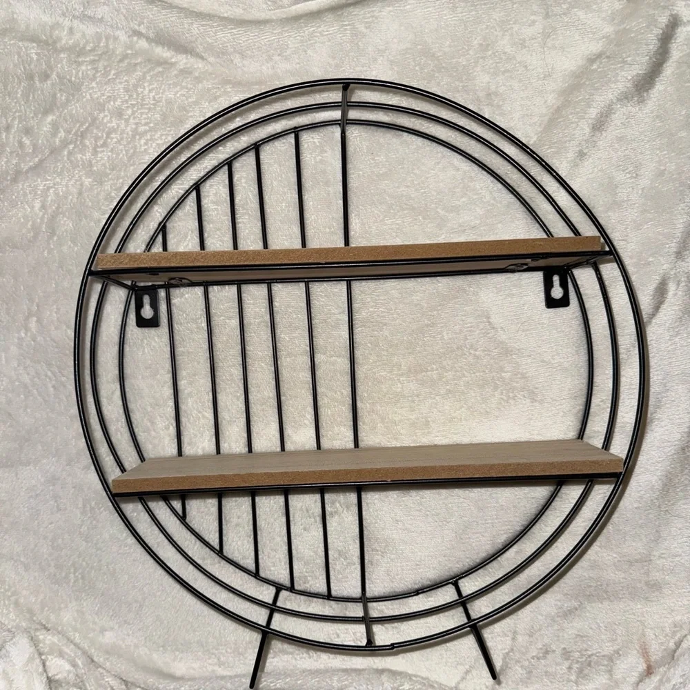 Black and Brown Circular Wall Shelf